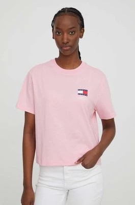Zdjęcie produktu Tommy Jeans t-shirt bawełniany damski kolor różowy DW0DW17365