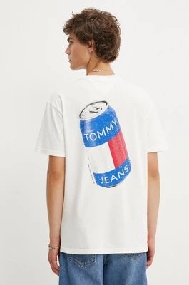 Zdjęcie produktu Tommy Jeans t-shirt bawełniany męski kolor beżowy z nadrukiem DM0DM18548