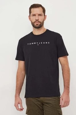 Zdjęcie produktu Tommy Jeans t-shirt bawełniany kolor czarny z aplikacją DM0DM17993