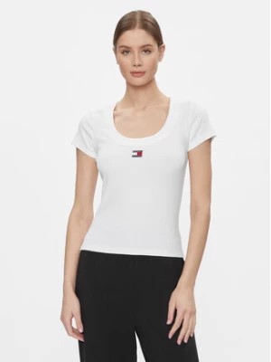Zdjęcie produktu Tommy Jeans T-Shirt Tjw Slim Badge Rib Tee Ss DW0DW17396 Biały Slim Fit