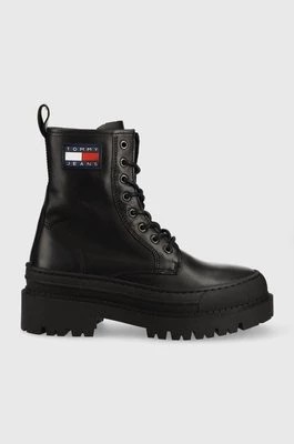 Zdjęcie produktu Tommy Jeans workery skórzane Lace Up Boot EN0EN01899.BDS damskie kolor czarny na platformie