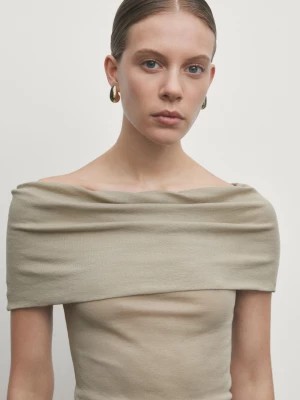 Zdjęcie produktu Top Z Dekoltem Odsłaniającym Ramiona - Jansy Khaki - - Massimo Dutti - Kobieta