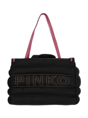 Zdjęcie produktu Torba z pikowanej nylonowej tkaniny z logo Pinko