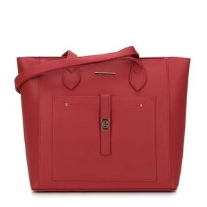 Zdjęcie produktu Torebka shopperka klasyczna z kieszenią z przodu czerwona Wittchen