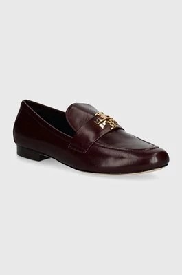 Zdjęcie produktu Tory Burch mokasyny skórzane Eleanor Loafer damskie kolor bordowy na płaskim obcasie 158204-500