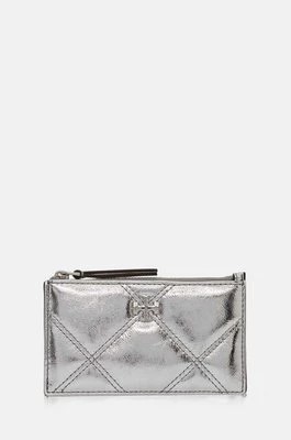 Zdjęcie produktu Tory Burch portfel skórzany Kira Metallic Diamond damski kolor srebrny 158632