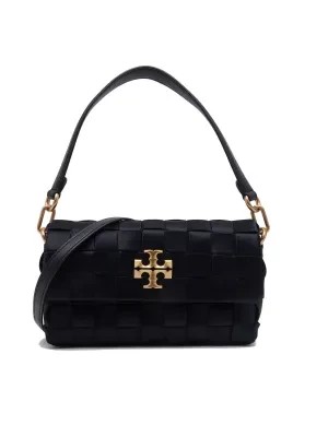 Zdjęcie produktu TORY BURCH Skórzana torebka na ramię Kira Woven Satin Small Flap