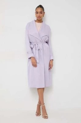 Zdjęcie produktu Twinset płaszcz damski kolor fioletowy przejściowy dwurzędowy