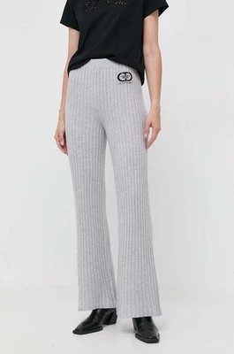 Zdjęcie produktu Twinset spodnie wełniane kolor szary dzwony high waist