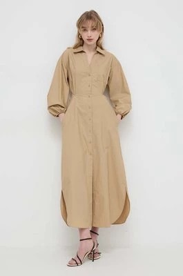 Zdjęcie produktu Twinset sukienka bawełniana kolor beżowy maxi prosta