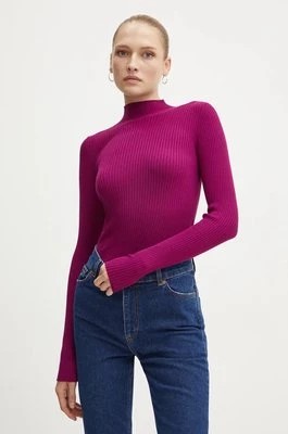 Zdjęcie produktu Twinset sweter damski kolor bordowy lekki z półgolfem 242TP3523