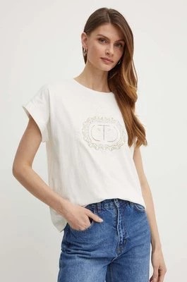 Zdjęcie produktu Twinset t-shirt bawełniany damski kolor beżowy