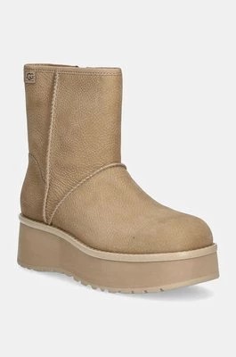 Zdjęcie produktu UGG botki skórzane Cityfunc Mid kolor beżowy na platformie 1163030-MDSD