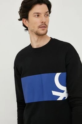 Zdjęcie produktu United Colors of Benetton bluza bawełniana męska kolor czarny z nadrukiem