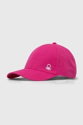 Zdjęcie produktu United Colors of Benetton czapka z daszkiem bawełniana dziecięca kolor różowy gładka