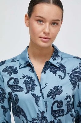 Zdjęcie produktu United Colors of Benetton koszula damska kolor niebieski regular z kołnierzykiem klasycznym