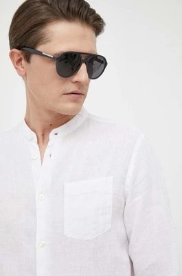 Zdjęcie produktu United Colors of Benetton koszula lniana kolor biały regular ze stójką