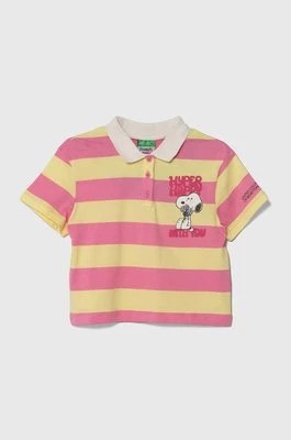 Zdjęcie produktu United Colors of Benetton polo bawełniane dziecięce kolor różowy wzorzysty
