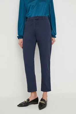 Zdjęcie produktu United Colors of Benetton spodnie damskie kolor granatowy proste high waist