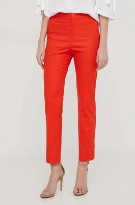 Zdjęcie produktu United Colors of Benetton spodnie damskie kolor pomarańczowy dopasowane high waist