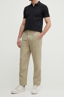 Zdjęcie produktu United Colors of Benetton spodnie z domieszką lnu kolor beżowy proste