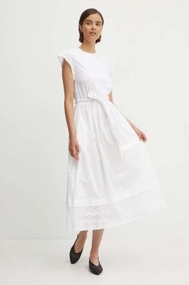 Zdjęcie produktu United Colors of Benetton sukienka kolor biały midi rozkloszowana