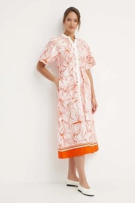 Zdjęcie produktu United Colors of Benetton sukienka kolor pomarańczowy midi rozkloszowana