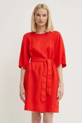 Zdjęcie produktu United Colors of Benetton sukienka lniana kolor czerwony mini prosta