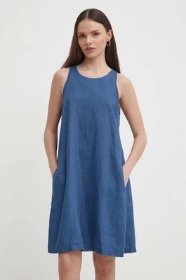 Zdjęcie produktu United Colors of Benetton sukienka lniana kolor niebieski mini prosta