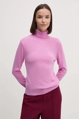 Zdjęcie produktu United Colors of Benetton sweter wełniany damski kolor fioletowy lekki z golfem 1002D2348