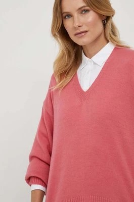 Zdjęcie produktu United Colors of Benetton sweter wełniany damski kolor różowy