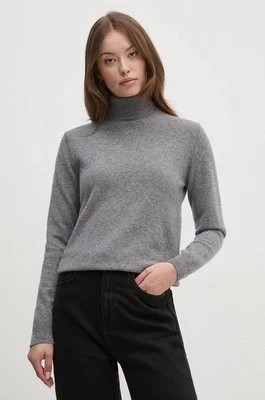 Zdjęcie produktu United Colors of Benetton sweter wełniany damski kolor szary lekki z golfem 1002D2348