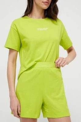 Zdjęcie produktu United Colors of Benetton szorty bawełniane lounge kolor zielony gładkie high waist