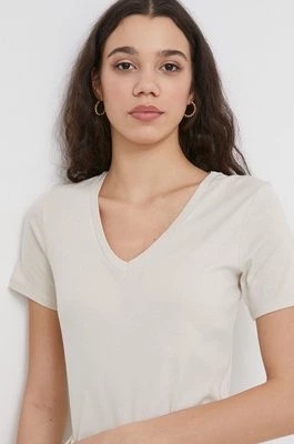 Zdjęcie produktu United Colors of Benetton t-shirt bawełniany damski kolor beżowy