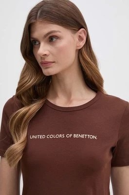 Zdjęcie produktu United Colors of Benetton t-shirt bawełniany damski kolor brązowy