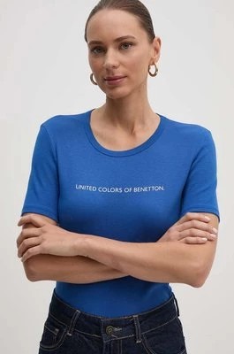 Zdjęcie produktu United Colors of Benetton t-shirt bawełniany damski kolor niebieski