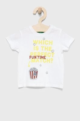 Zdjęcie produktu United Colors of Benetton t-shirt bawełniany dziecięcy kolor biały z aplikacją