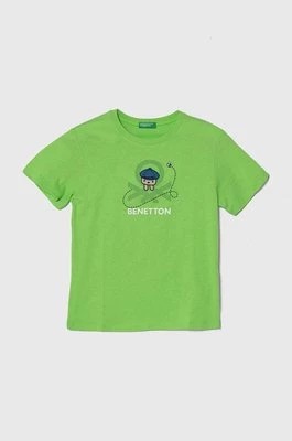 Zdjęcie produktu United Colors of Benetton t-shirt bawełniany dziecięcy kolor zielony z nadrukiem