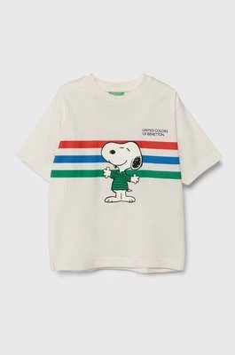 Zdjęcie produktu United Colors of Benetton t-shirt bawełniany dziecięcy X Peanuts kolor biały z nadrukiem