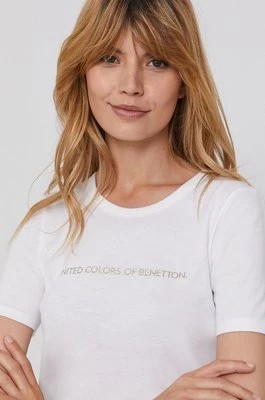 Zdjęcie produktu United Colors of Benetton T-shirt bawełniany kolor biały