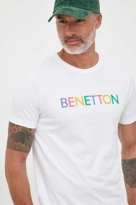 Zdjęcie produktu United Colors of Benetton t-shirt bawełniany kolor biały z nadrukiem