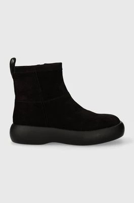 Zdjęcie produktu Vagabond Shoemakers botki zamszowe JANICK damskie kolor czarny na płaskim obcasie ocieplone 5695.040.20