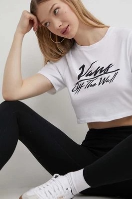 Zdjęcie produktu Vans t-shirt bawełniany damski kolor biały