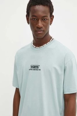 Zdjęcie produktu Vans t-shirt bawełniany męski kolor turkusowy z nadrukiem VN000HFFM8I1