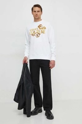 Zdjęcie produktu Versace Jeans Couture bluza bawełniana męska kolor biały z nadrukiem 76GAIG01 CF01G