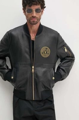 Zdjęcie produktu Versace Jeans Couture kurtka bomber skórzana męska kolor czarny przejściowa 77GAVP06 CPPS3