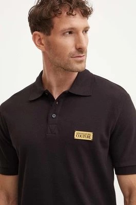 Zdjęcie produktu Versace Jeans Couture polo bawełniane kolor czarny z aplikacją 77GAGT08 CJ01T