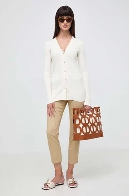 Zdjęcie produktu Weekend Max Mara spodnie damskie kolor beżowy fason cygaretki high waist 2415131032600