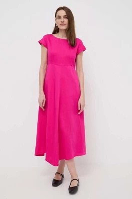 Zdjęcie produktu Weekend Max Mara sukienka z domieszką lnu kolor różowy maxi rozkloszowana 2415221242600