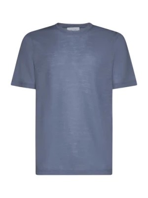 Zdjęcie produktu Wełniany T-shirt z okrągłym dekoltem Jasnoniebieski D4.0